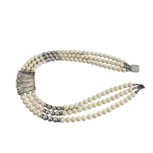 CHAPAL ZENRAY ND Sterling Silver VTG 80S Statement Necklace Multistand - Picture 3 of 15